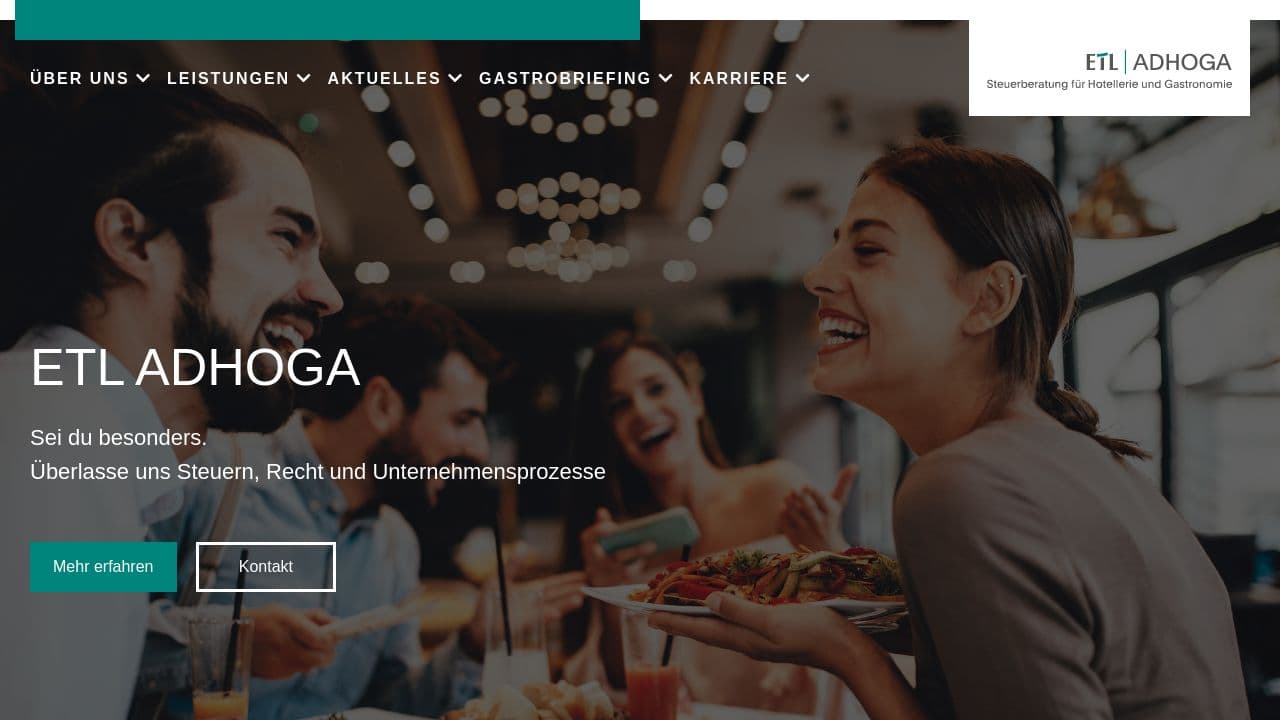 ETL ADHOGA Steuerberatungsgesellschaft AG website screenshot
