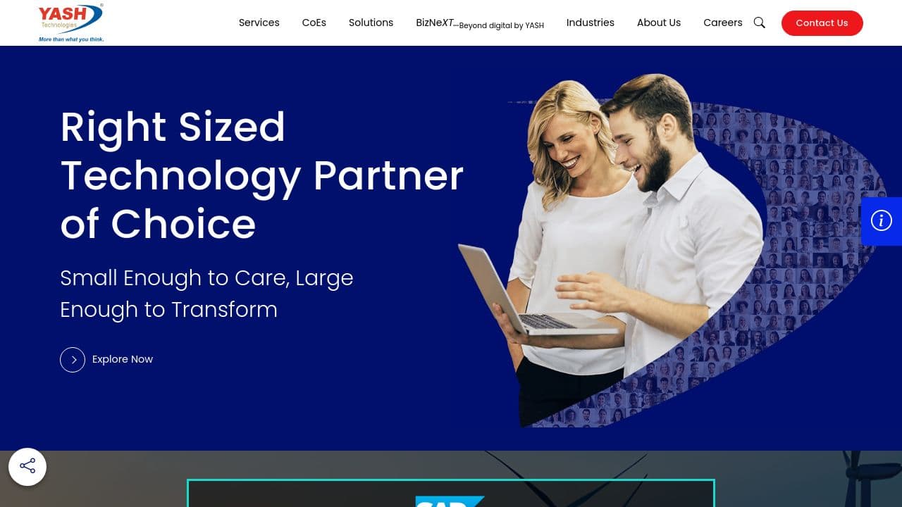 YASH Technologies Middle East website screenshot