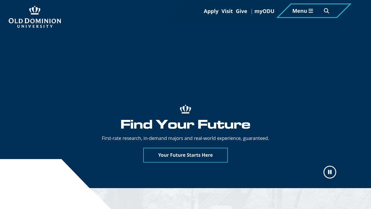 Old Dominion University website screenshot