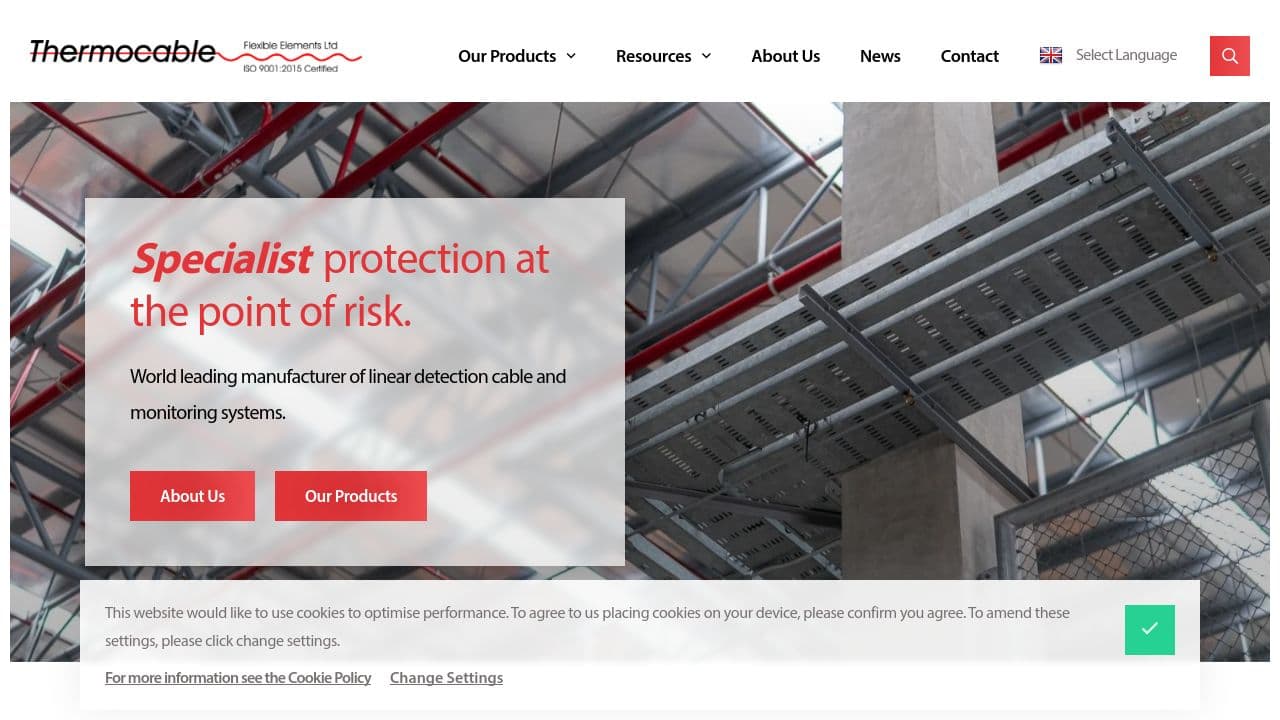Thermocable - Linear Heat Detection website screenshot