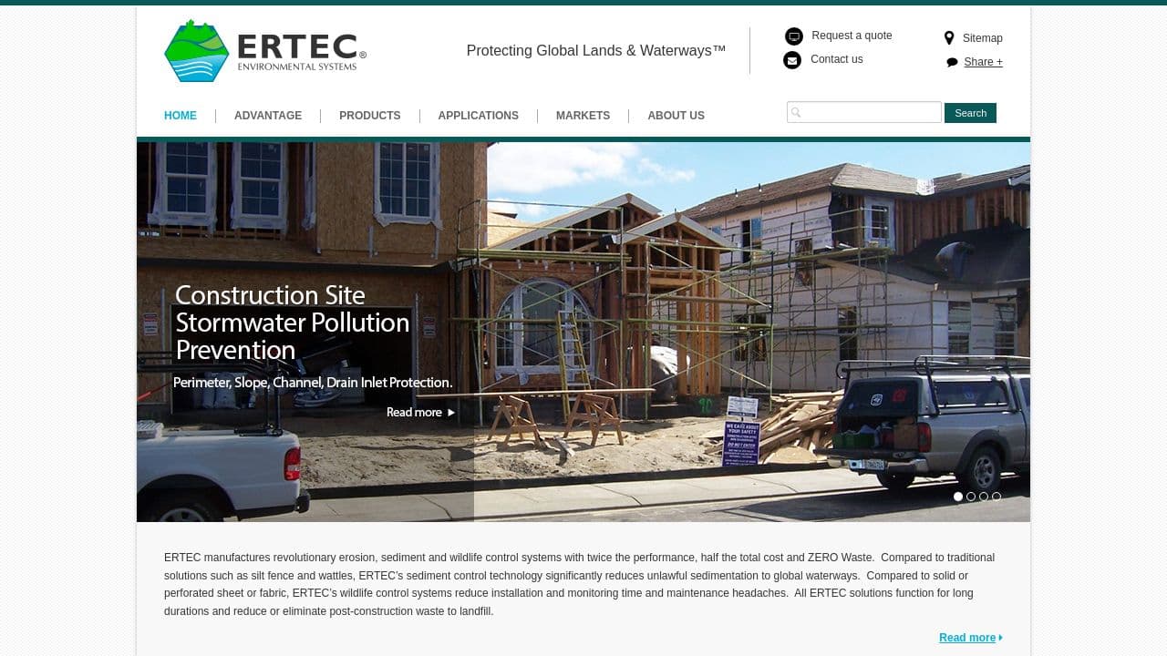 ERTEC Environmental Systems website screenshot