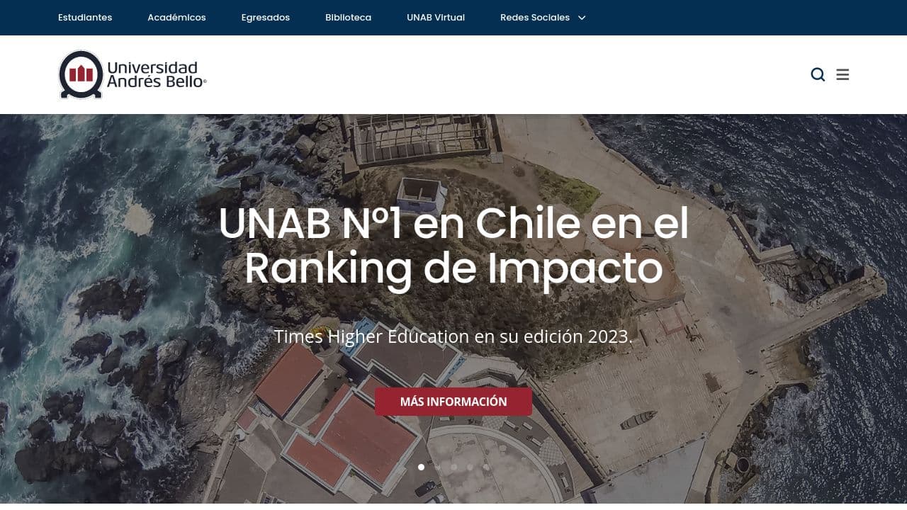 Universidad Andres Bello website screenshot