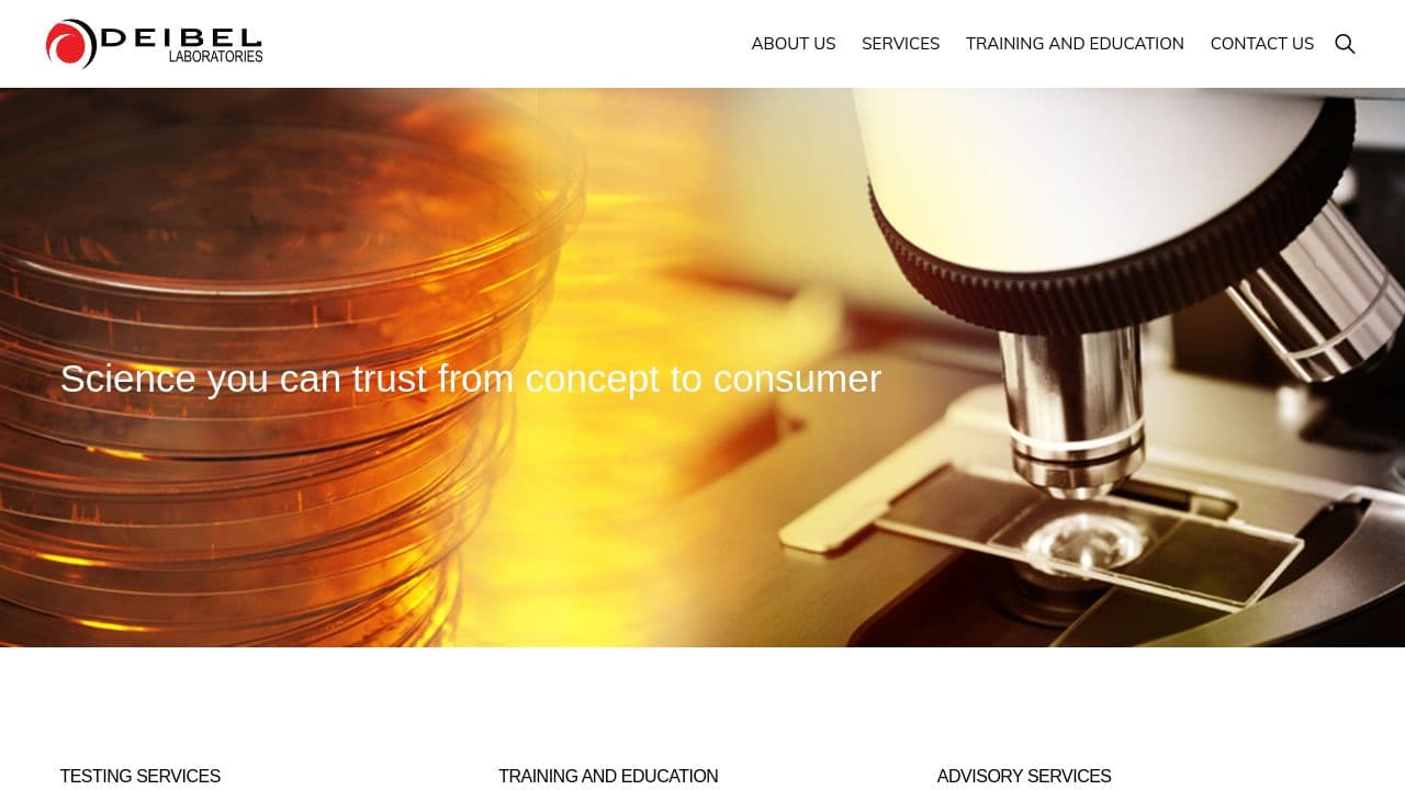 Deibel Laboratories website screenshot