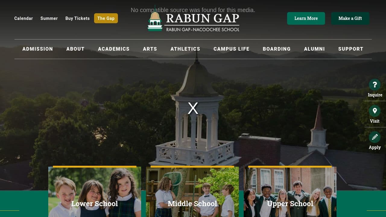 Rabun Gap-Nacoochee School website screenshot