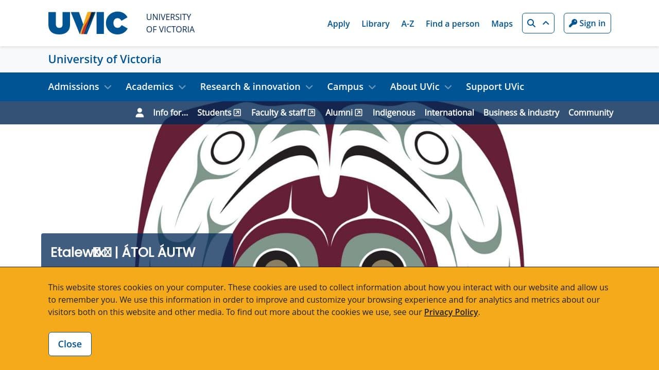 university of victoria website screenshot