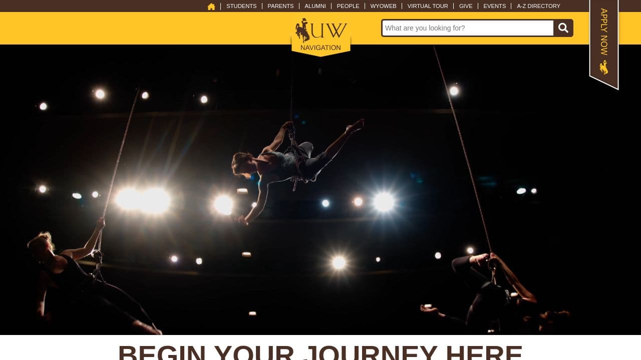 University of Wyoming website screenshot