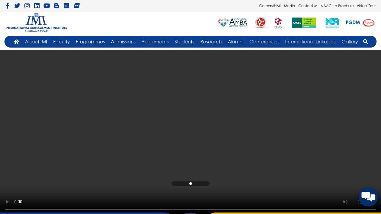 IMI, Bhubaneswar website screenshot