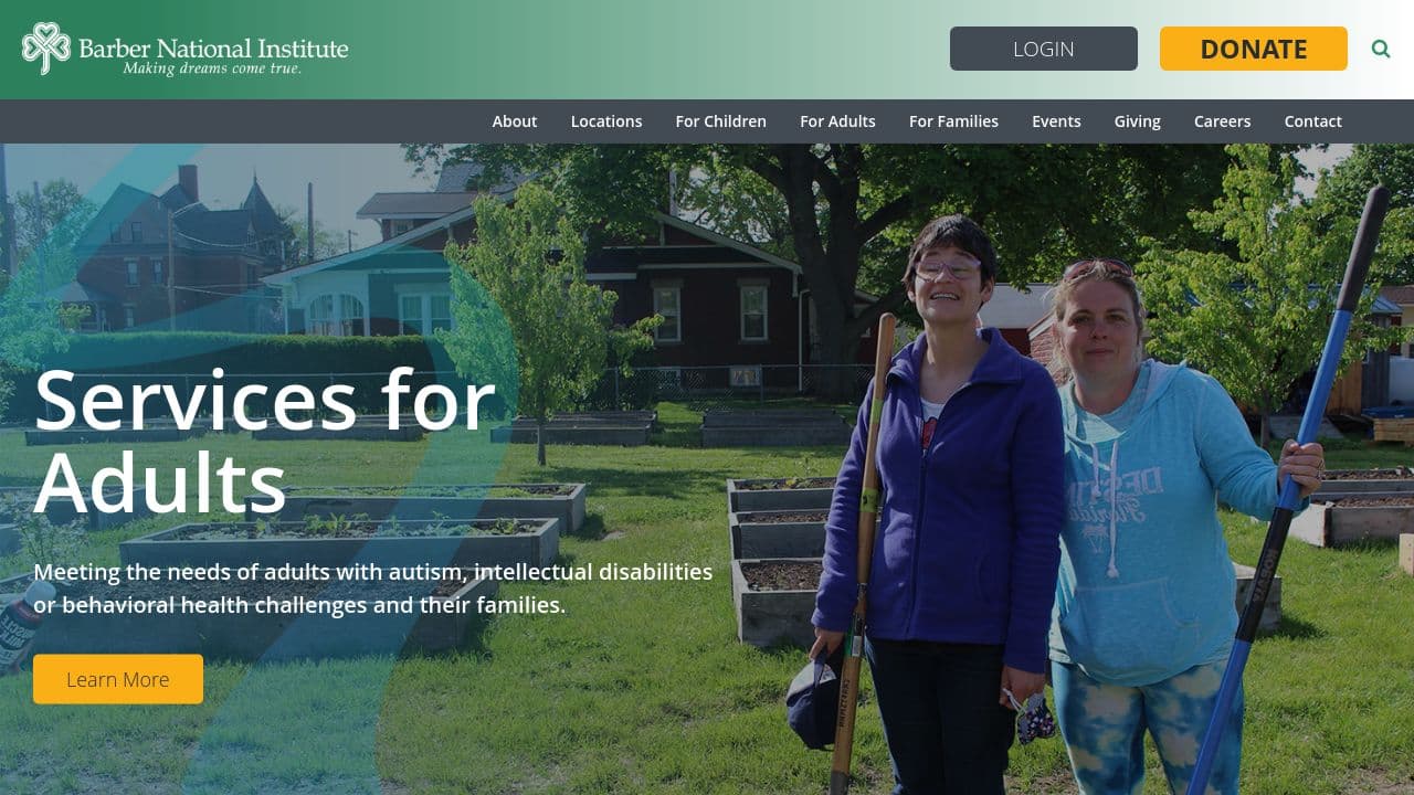 Barber National Institute website screenshot