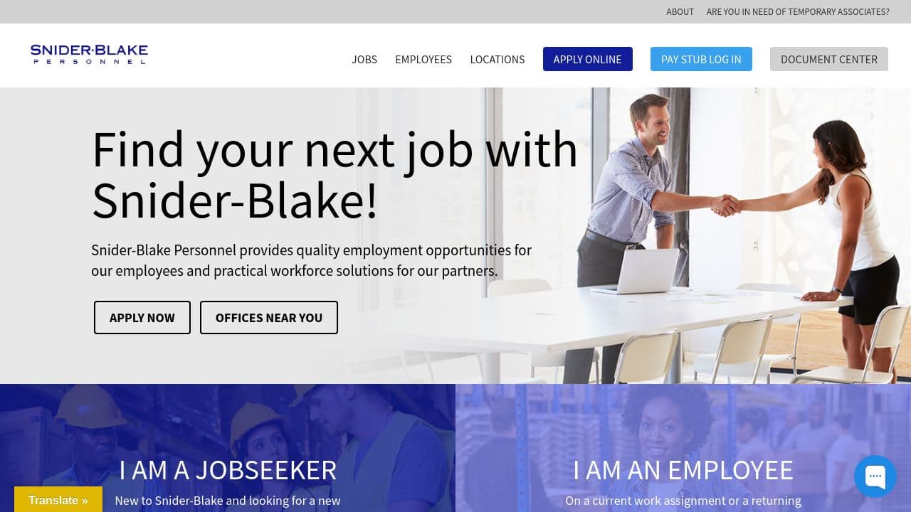 Snider-Blake Personnel  website screenshot