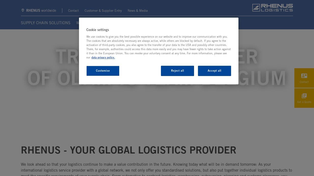 Rhenus Logistics website screenshot