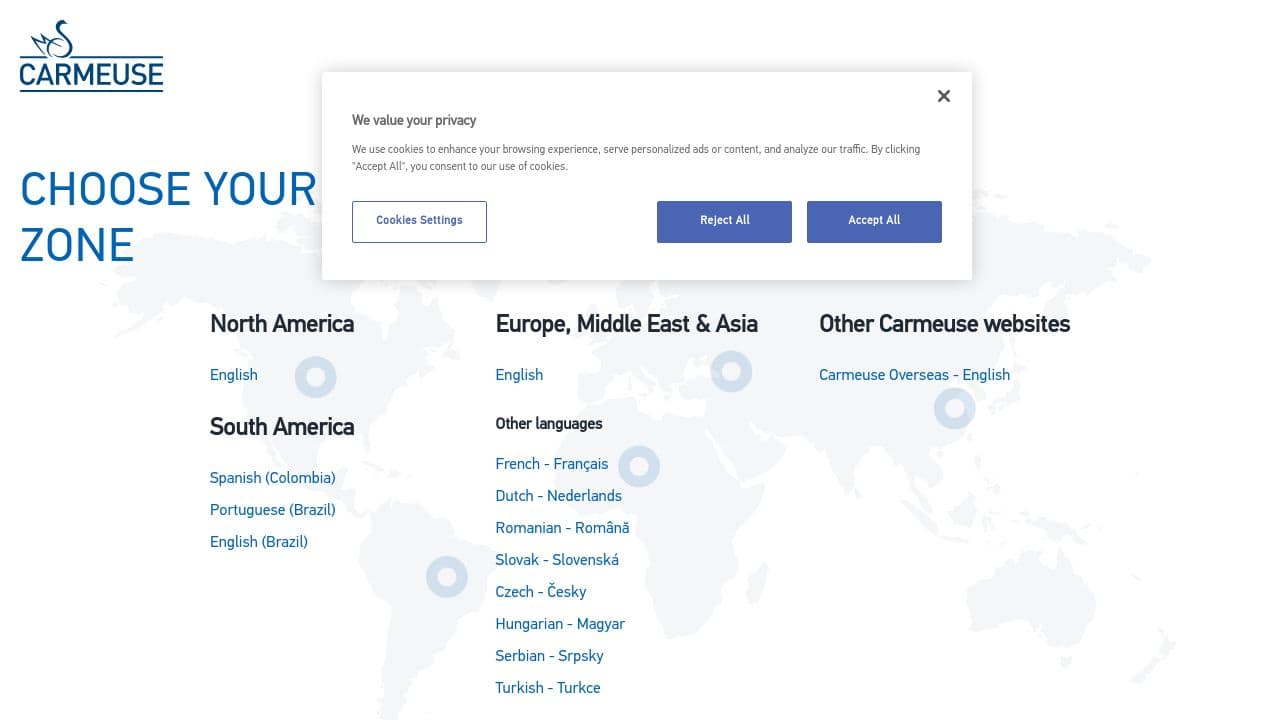 Carmeuse Americas website screenshot