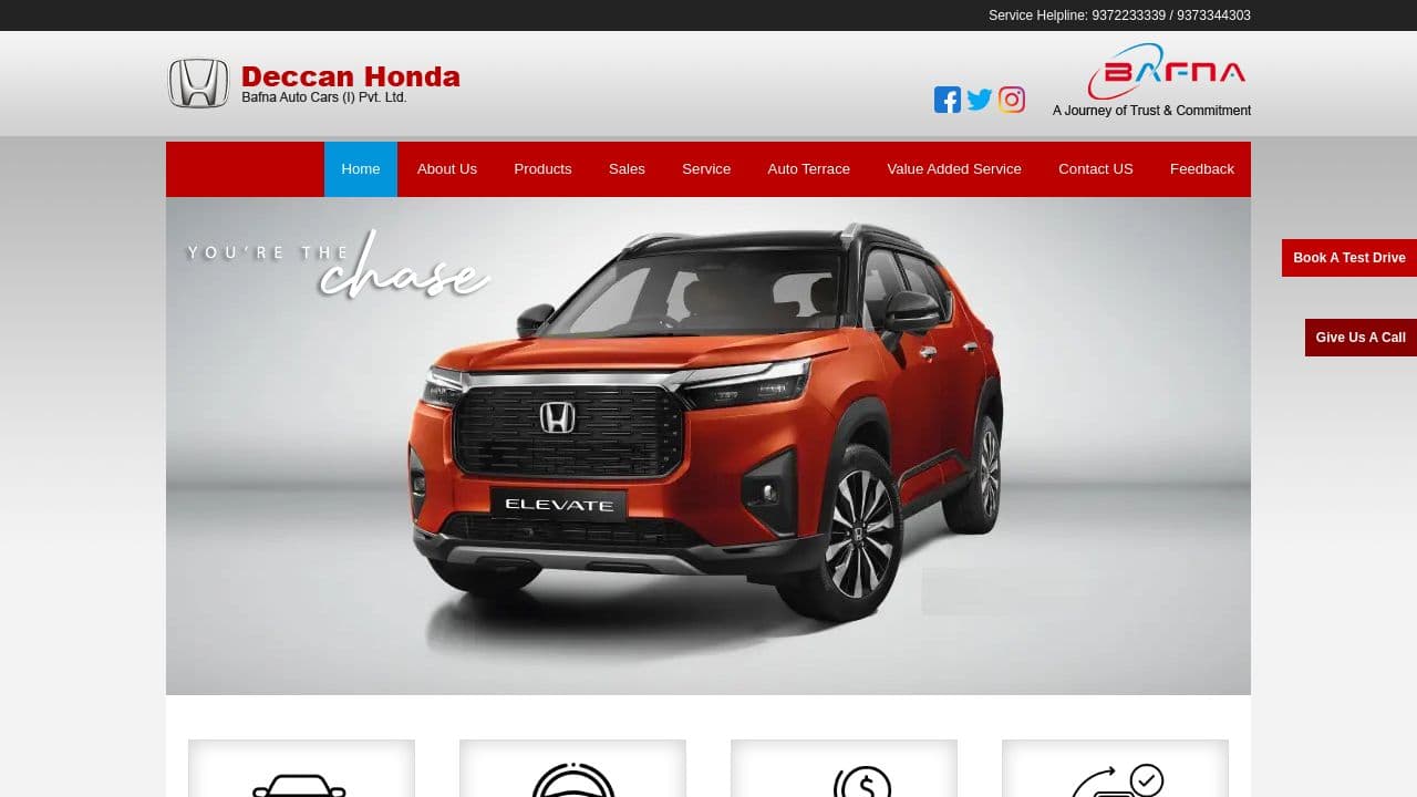 Deccan Honda website screenshot