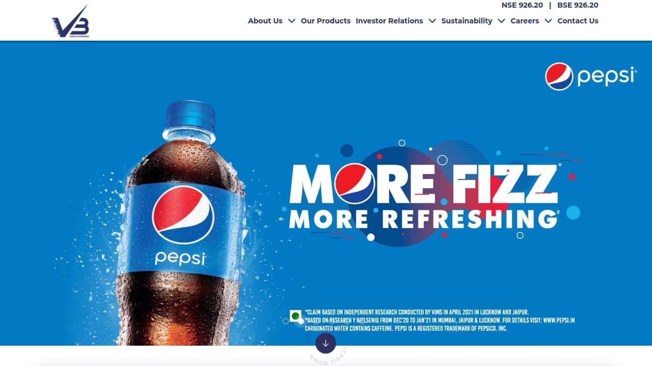 VARUN BEVERAGES LIMITED website screenshot