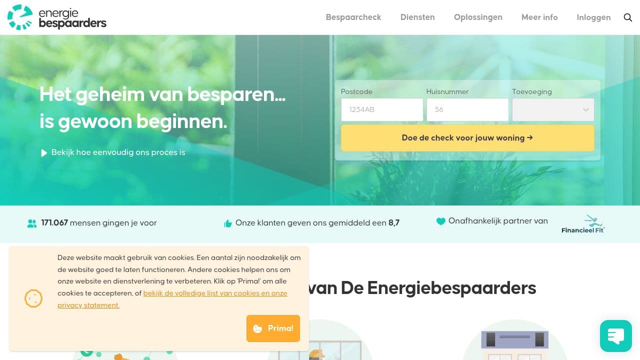 De Energiebespaarders website screenshot