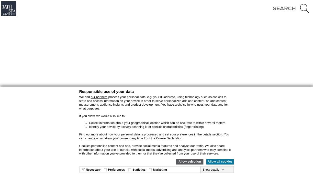 bath spa university website screenshot