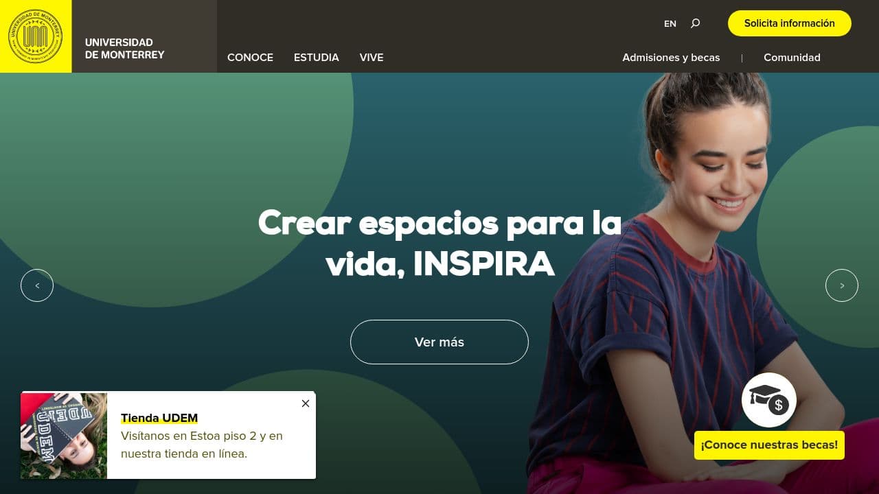 Universidad de Monterrey website screenshot