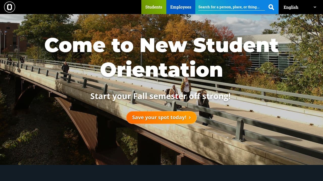 Onondaga Community College website screenshot