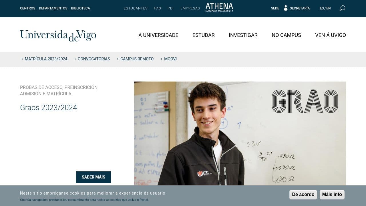 Universidade de Vigo website screenshot