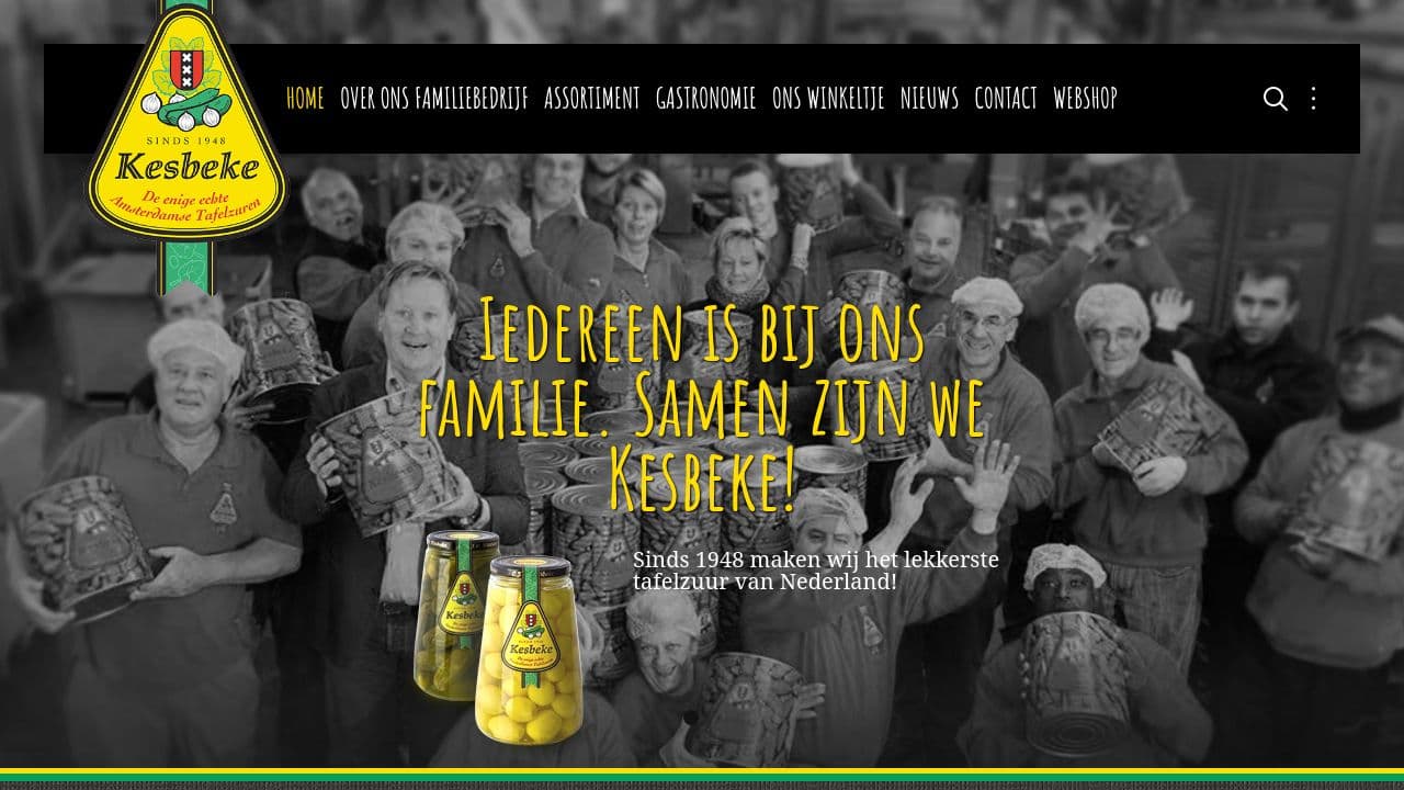 Kesbeke fijne tafelzuren website screenshot