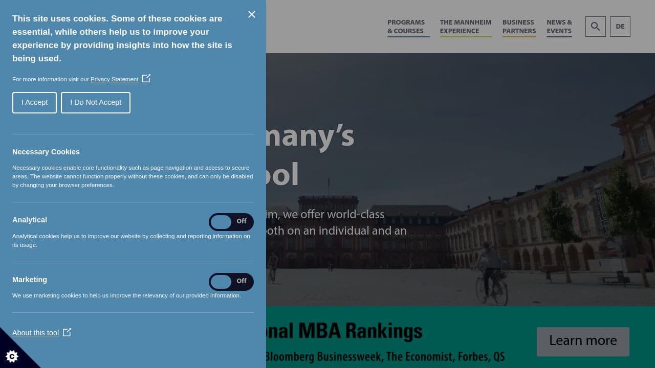 Mannheim Business School website screenshot