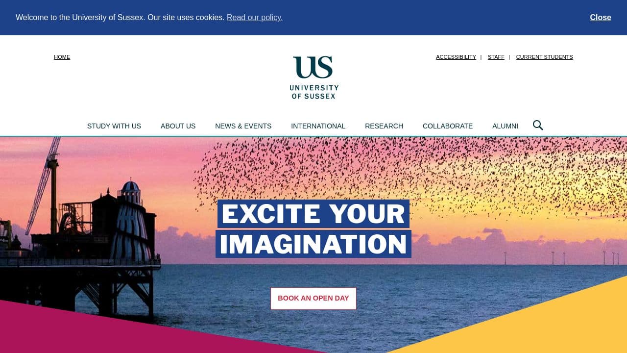 University of Sussex website screenshot