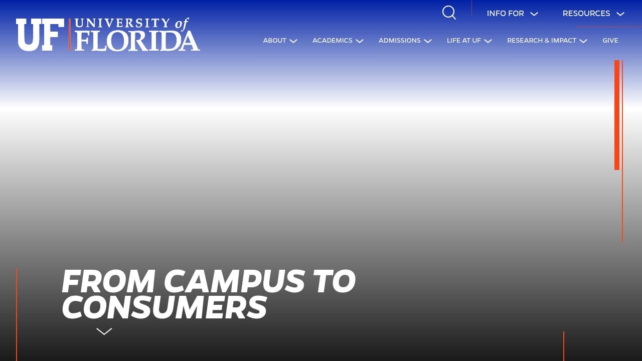 University of Florida website screenshot
