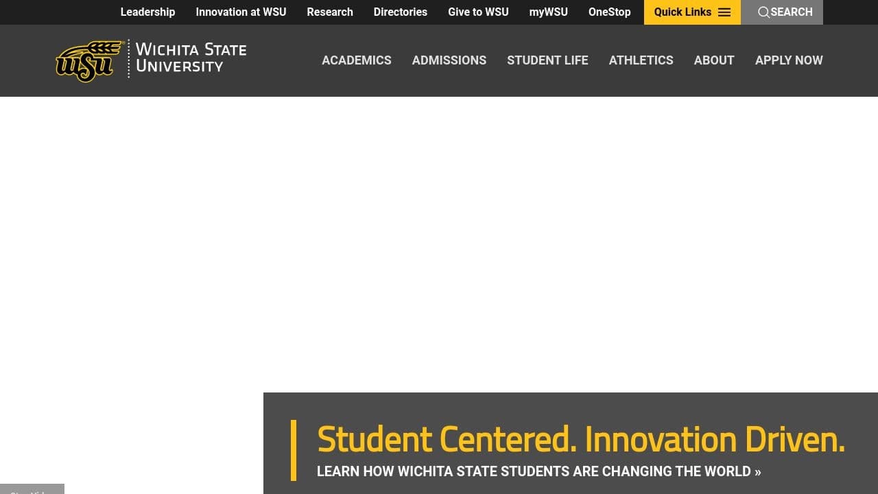 Wichita State University website screenshot