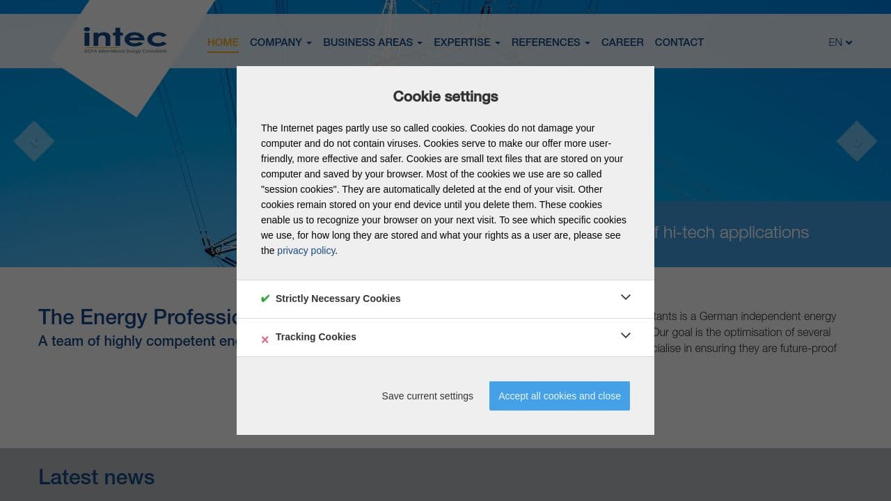 intec - GOPA-International Energy Consultants website screenshot