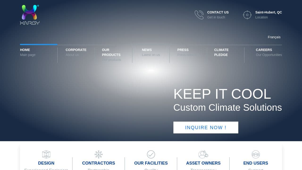 XNRGY Climate Systems website screenshot