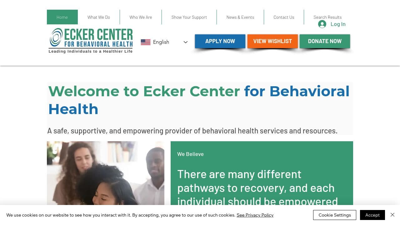 Ecker Center for Behavioral Health website screenshot