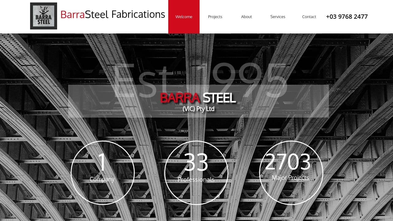 Barra Steel website screenshot