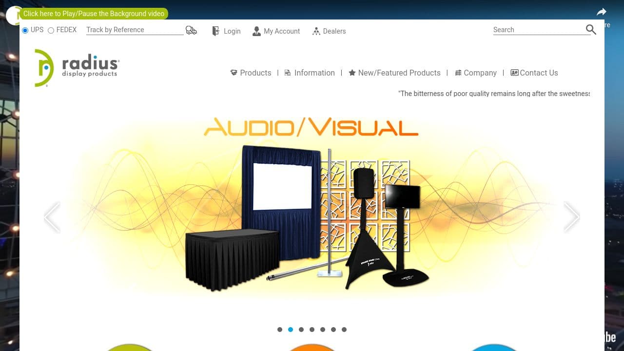 Radius Display Products website screenshot
