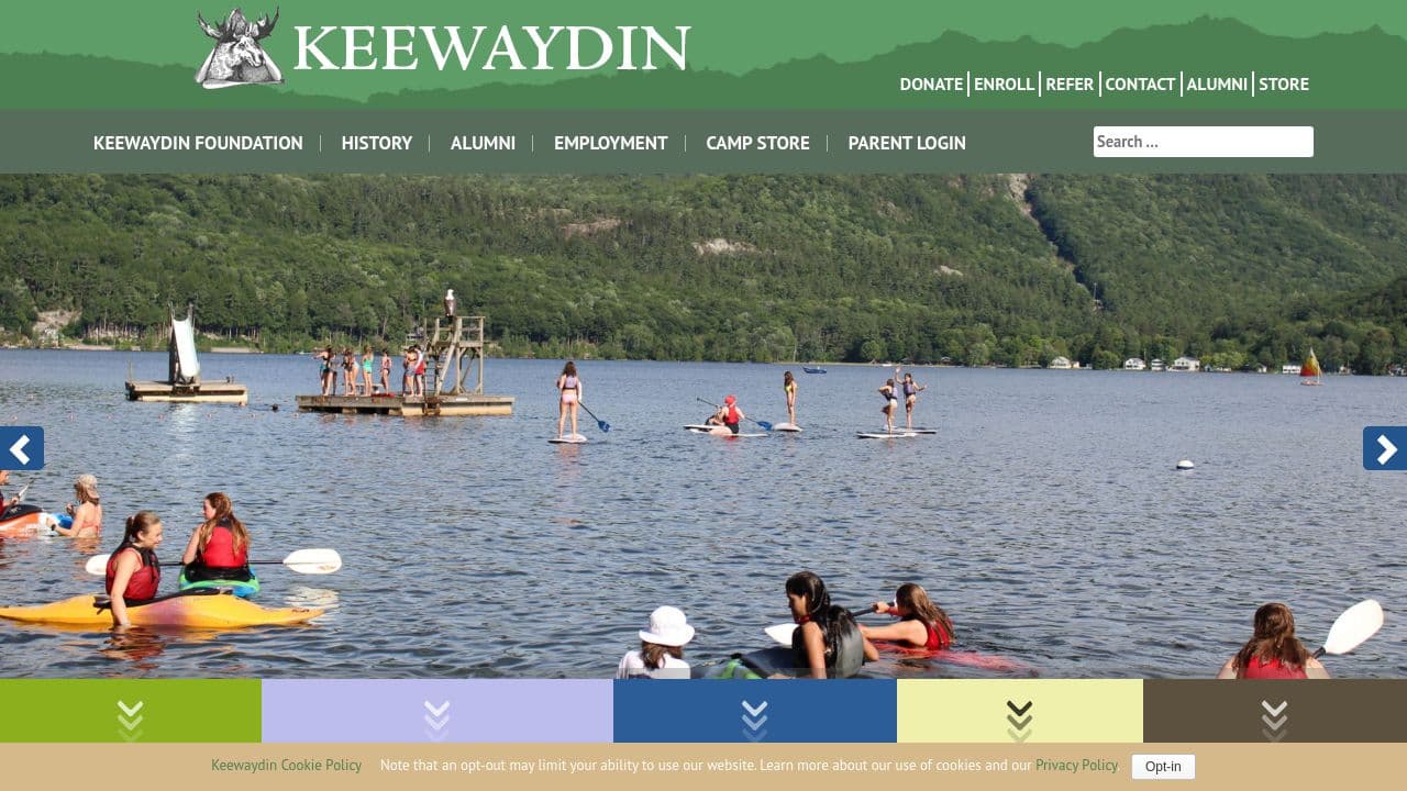 Keewaydin Foundation website screenshot