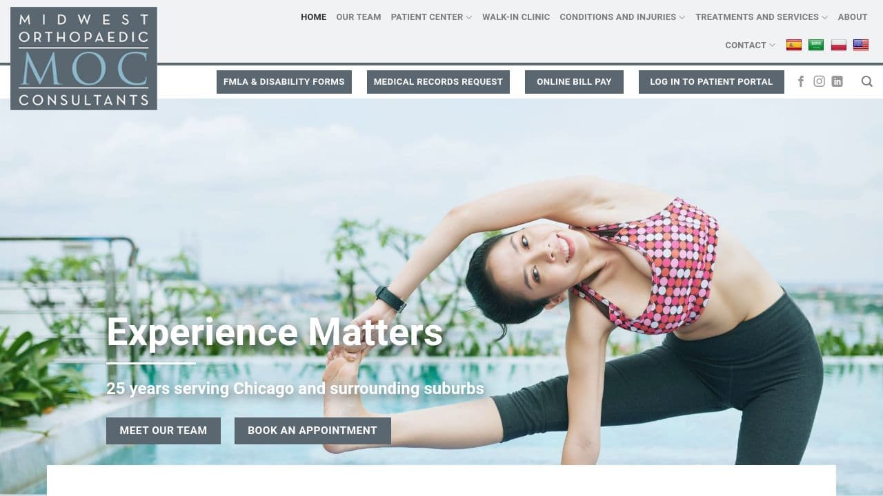 Midwest Orthopaedic Consultants website screenshot