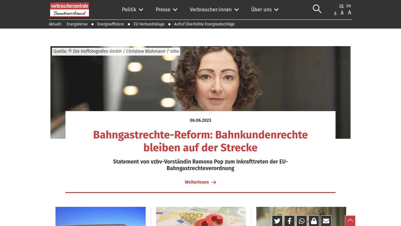 Verbraucherzentrale Bundesverband website screenshot