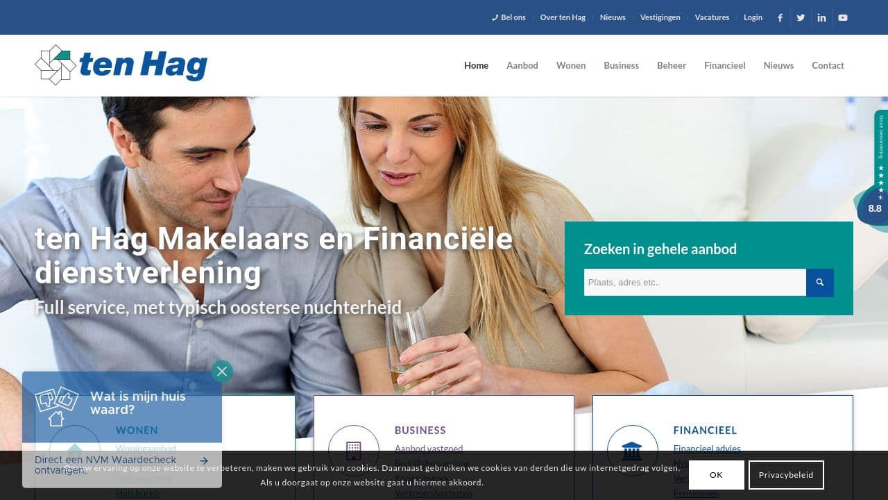 ten Hag makelaars en financiele dienstverleningsgroep website screenshot