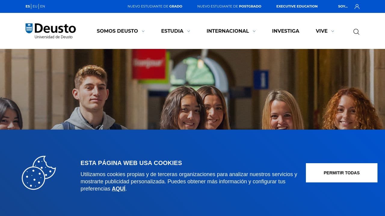 University of Deusto website screenshot