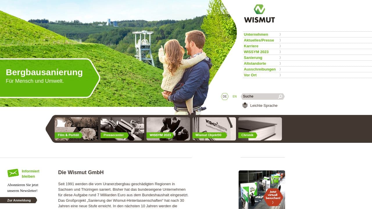 Wismut GmbH website screenshot