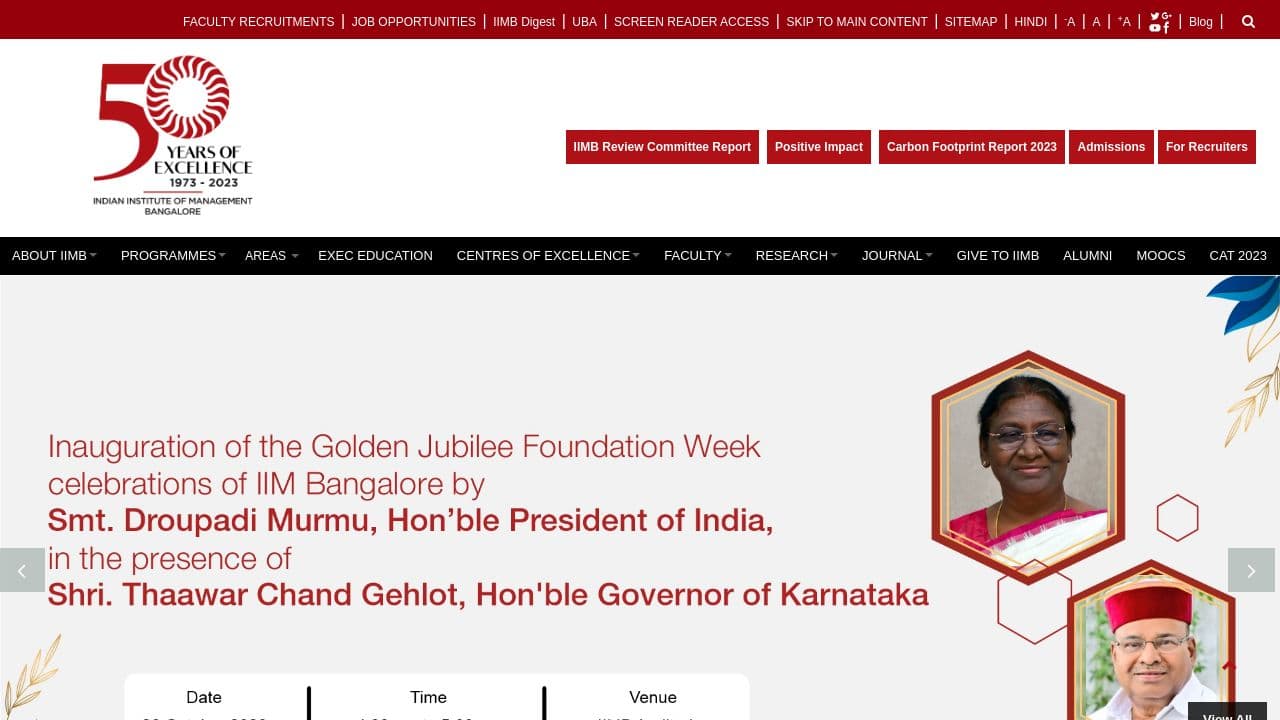 Indian Institute of Management Bangalore website screenshot