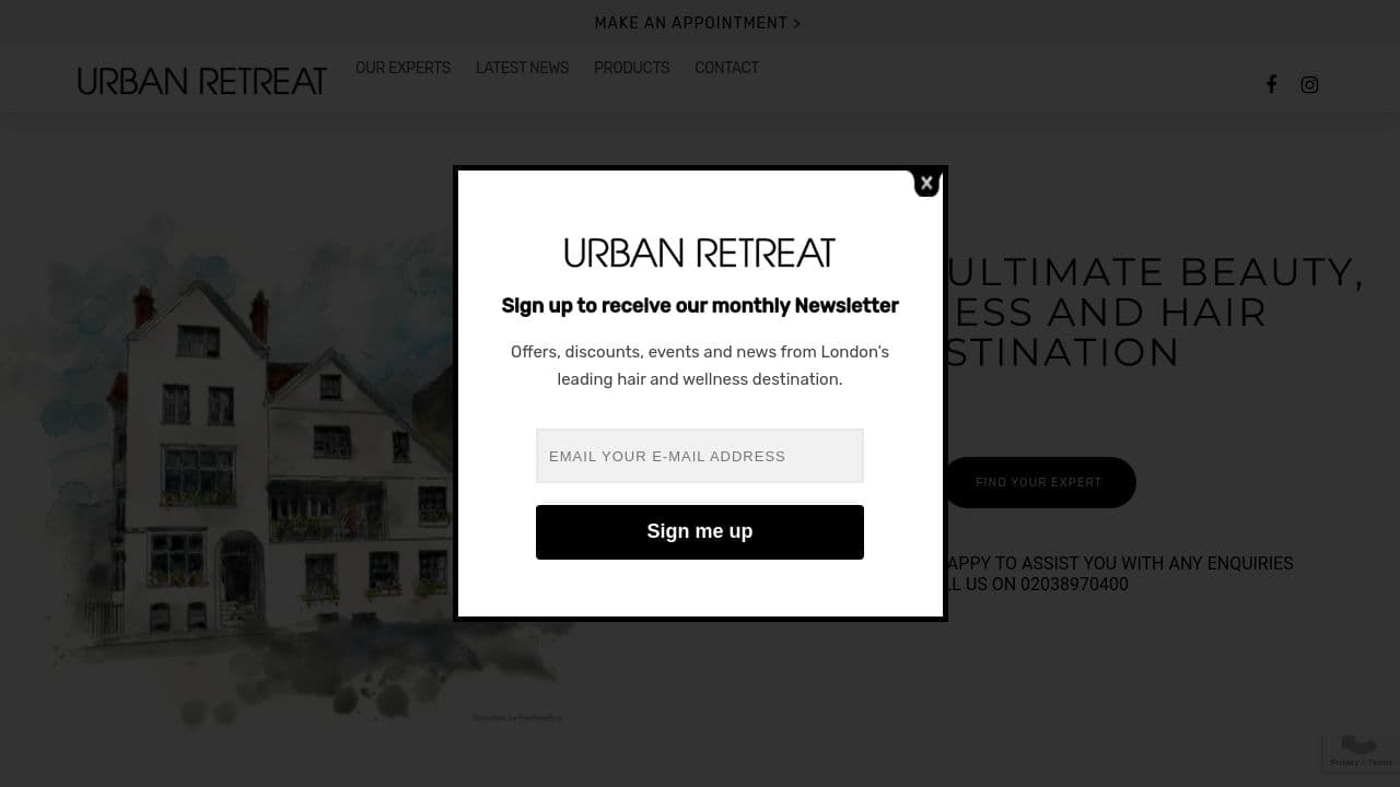 Urban Retreat website screenshot