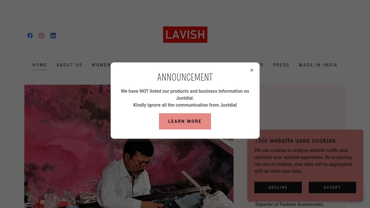 Lavish  website screenshot