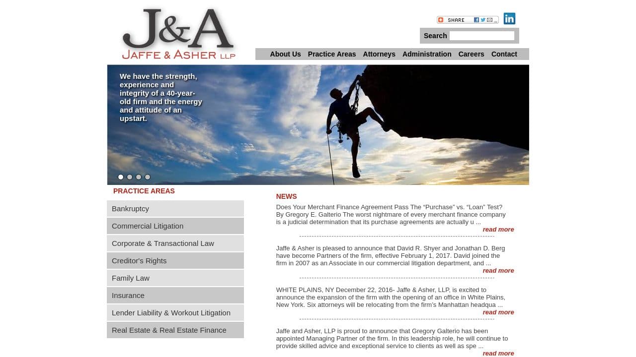 Jaffe & Asher LLP website screenshot