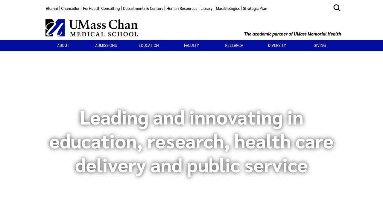 UMass Chan Medical School website screenshot