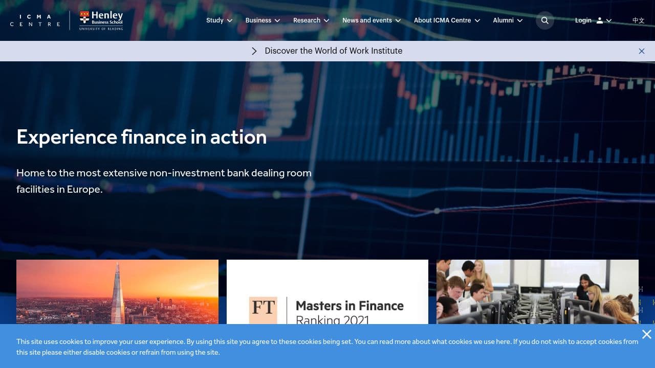 ICMA Centre website screenshot
