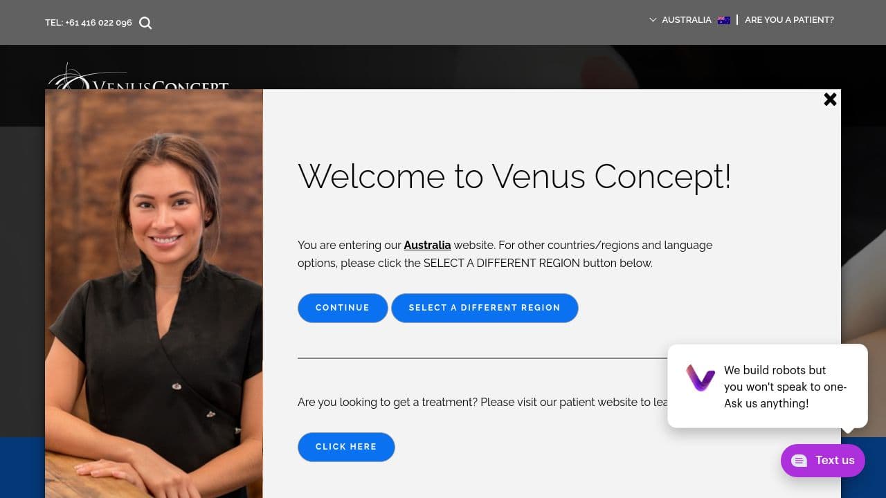 Venus Aesthetic Intelligence Australia website screenshot