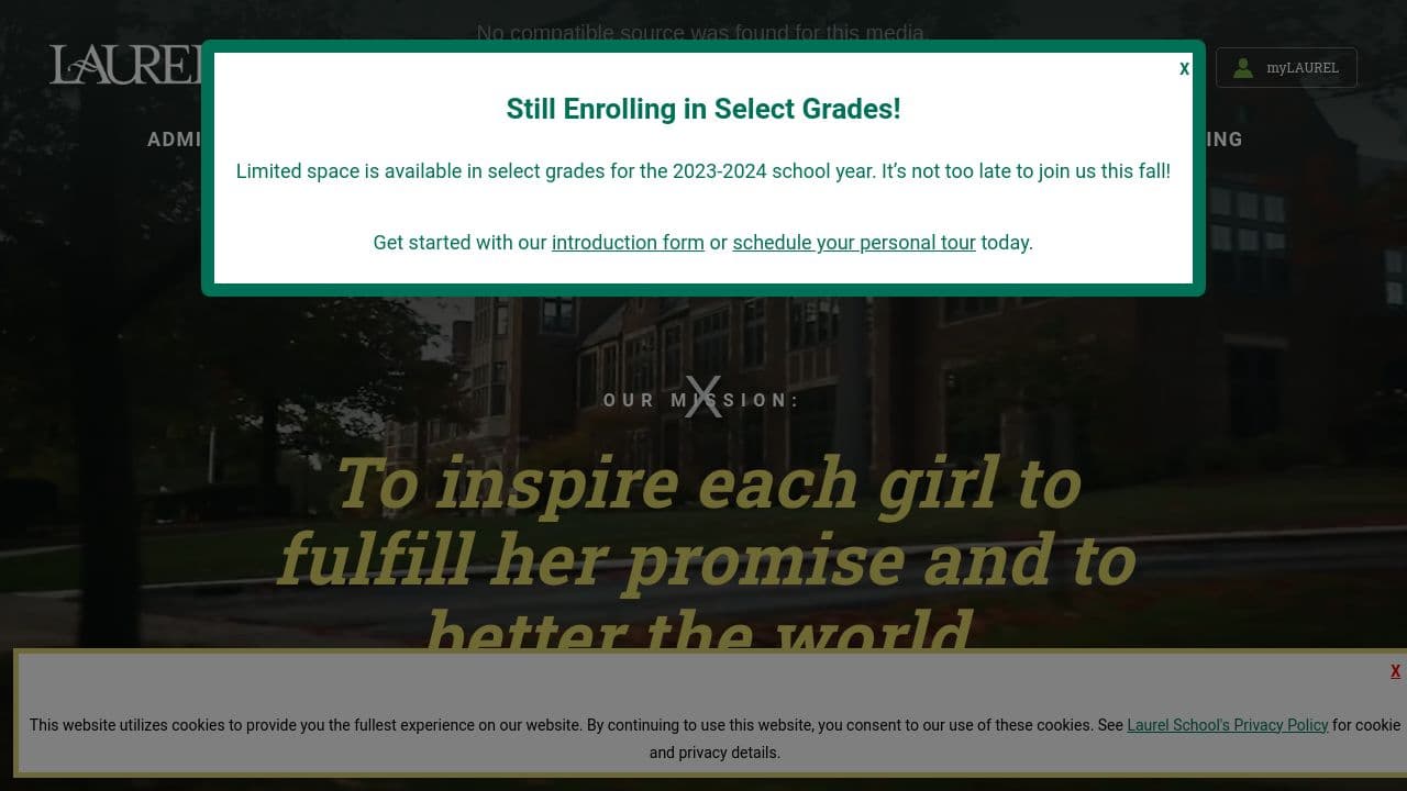 Laurel School website screenshot