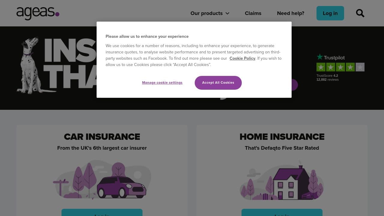 Ageas UK website screenshot