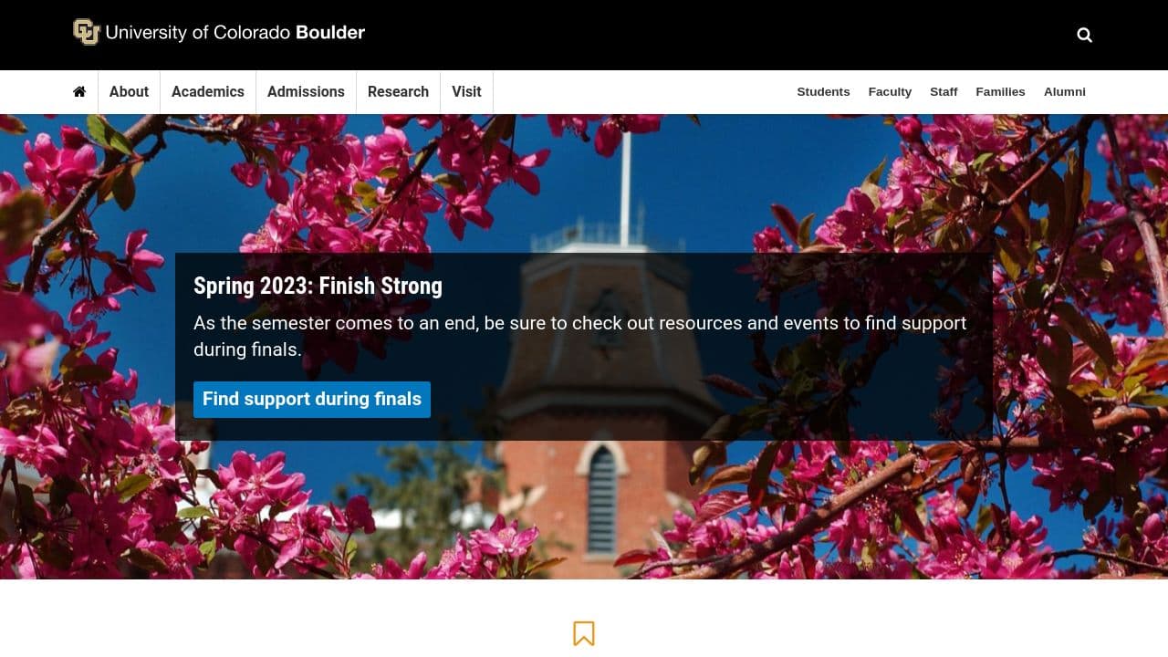 University of Colorado Boulder website screenshot