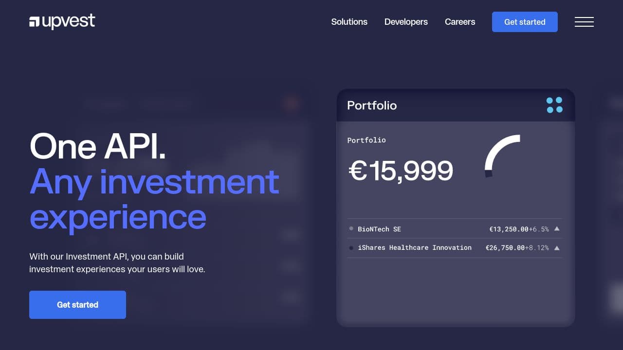 Upvest website screenshot