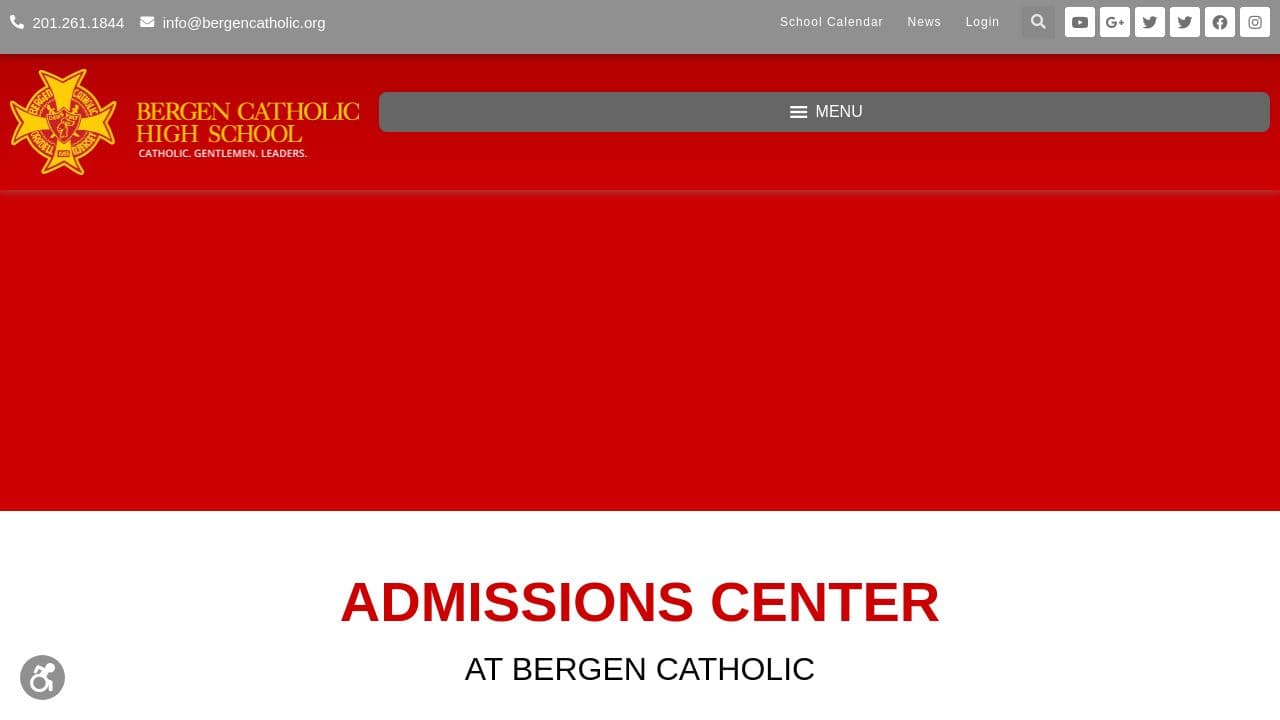 Bergen Catholic High School website screenshot
